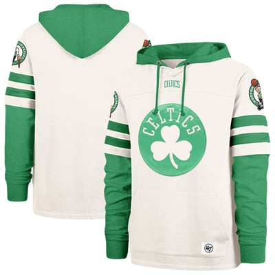  Boston Celtics '47 Split Zone Cornerback Duo Fleece Hoodie - Cream/Kelly Green