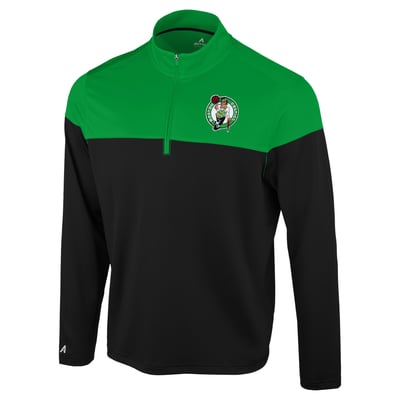Boston Celtics Antigua Hinder Quarter-Zip Pullover - Black/Kelly Green