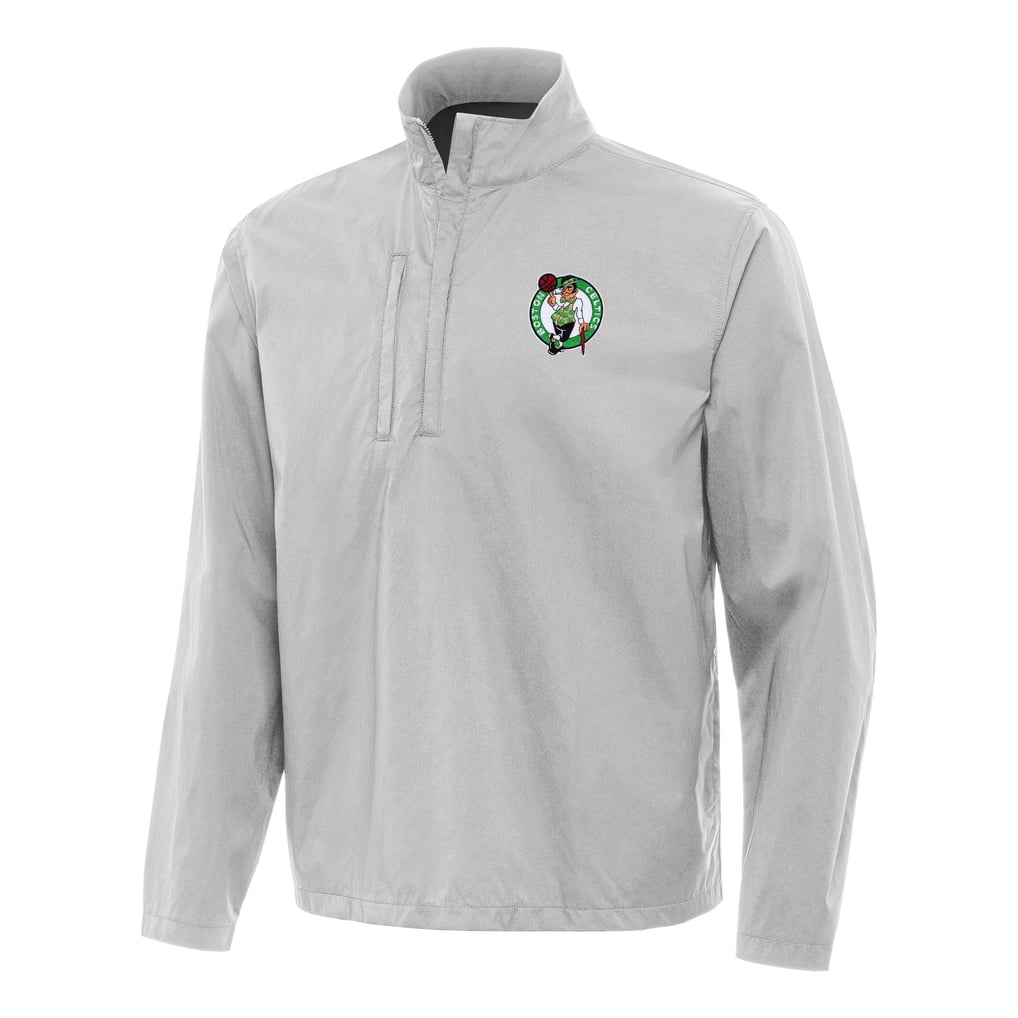 Boston Celtics Antigua Brisk Quarter-Zip Windbreaker - Heather Gray