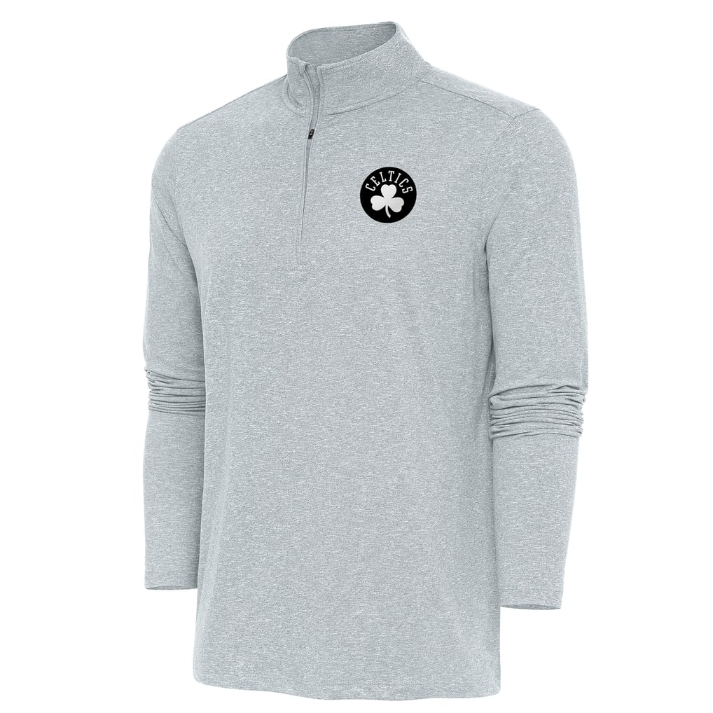 Boston Celtics Antigua Hunk Quarter-Zip Top - Heather Gray