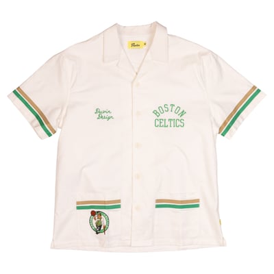 Boston Celtics Duvin Designs Co. League Of Leisure Button-Up Cabana Shirt - Cream