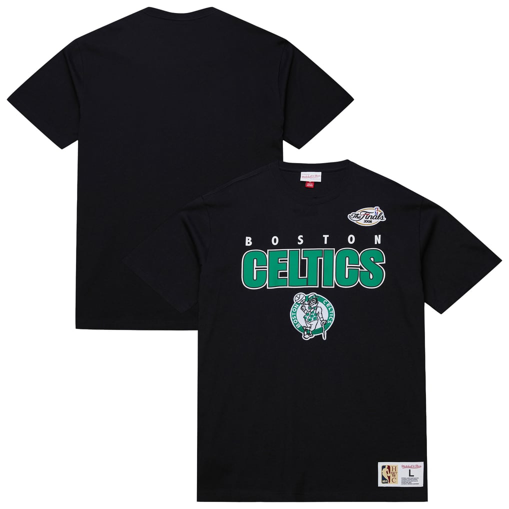  Boston Celtics Mitchell & Ness Hardwood Classics Throw It Back Premium T-Shirt - Black