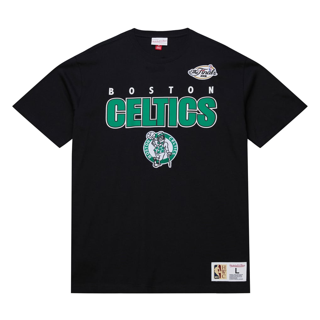  Boston Celtics Mitchell & Ness Hardwood Classics Throw It Back Premium T-Shirt - Black