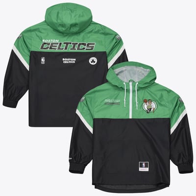 Boston Celtics Mitchell & Ness  Triple Check Half-Zip Windbreaker Jacket - Black