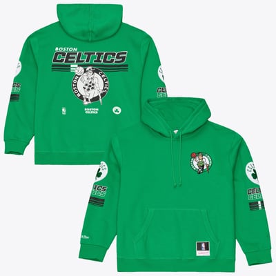 Boston Celtics Mitchell & Ness  Triple Check Fleece Hoodie - Kelly Green