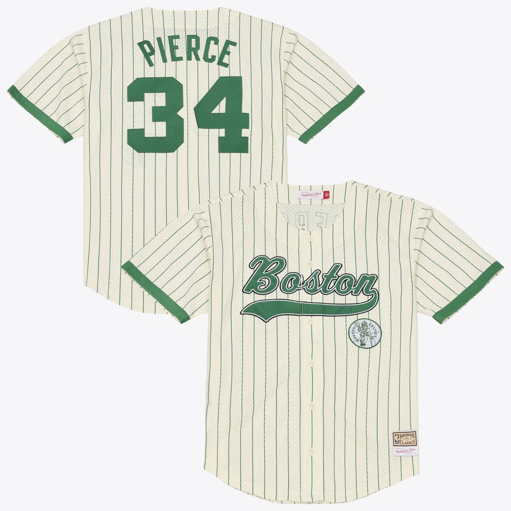 Paul Pierce Boston Celtics Mitchell & Ness Player Mesh Button-Front Jersey - Cream