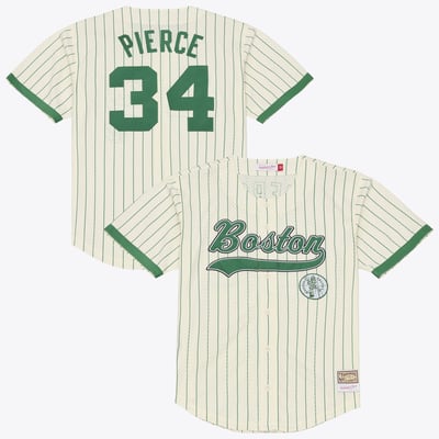 Paul Pierce Boston Celtics Mitchell & Ness Player Mesh Button-Front Jersey - Cream