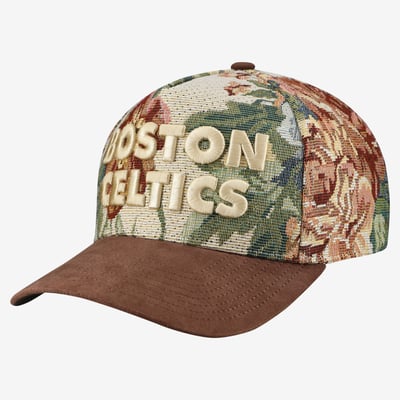 Boston Celtics Mitchell & Ness Tapestry Wordmark Pro Snapback Hat - Tan