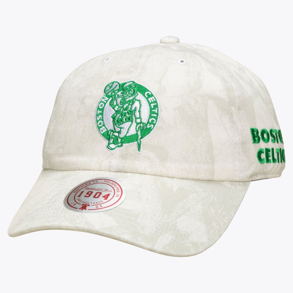 Boston Celtics Mitchell & Ness Ghosted Strapback Hat - White
