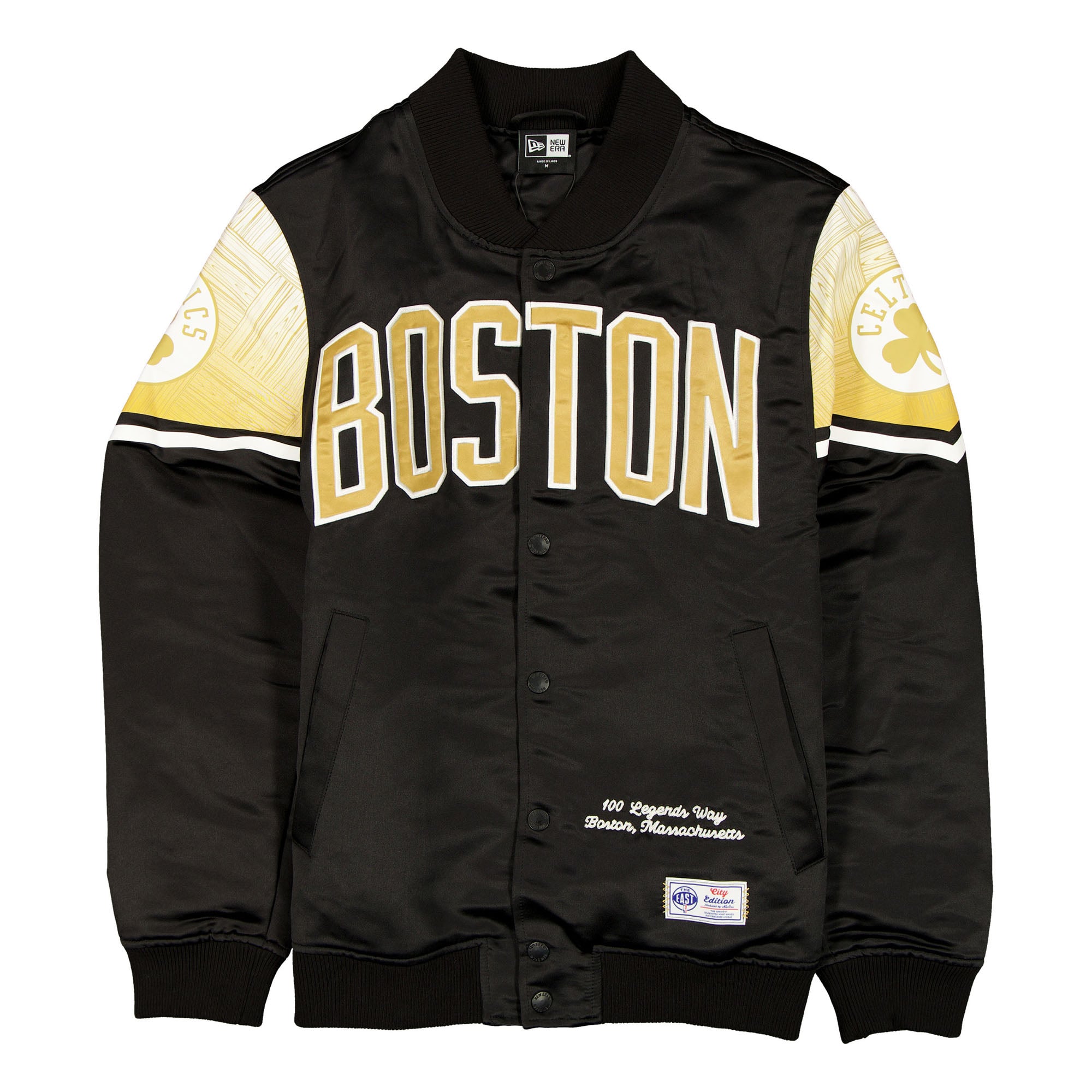 Men's Boston Celtics New Era Black 2025/26 City Edition Full-Snap Satin ...