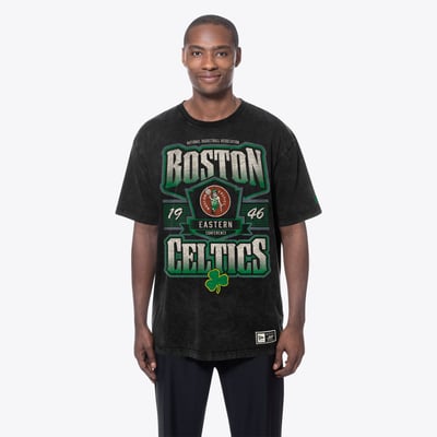 Boston Celtics New Era Mineral Wash Graphic T-Shirt - Black