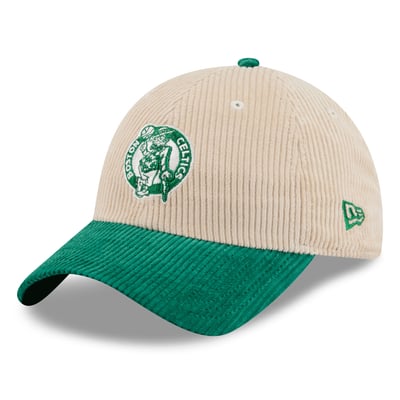 Boston Celtics New Era Tonal Corduroy Casual Classic Adjustable Hat - Cream/Kelly Green