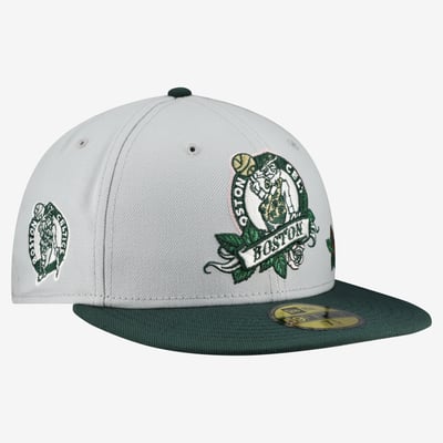  Boston Celtics New Era Rose Banner 59FIFTY Fitted Hat - Gray/Green