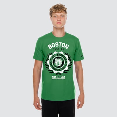  Boston Celtics New Era Laurel Crest Flocking T-Shirt - Kelly Green