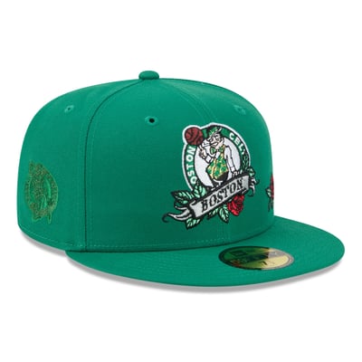  Boston Celtics New Era Rose Banner 59FIFTY Fitted Hat - Kelly Green