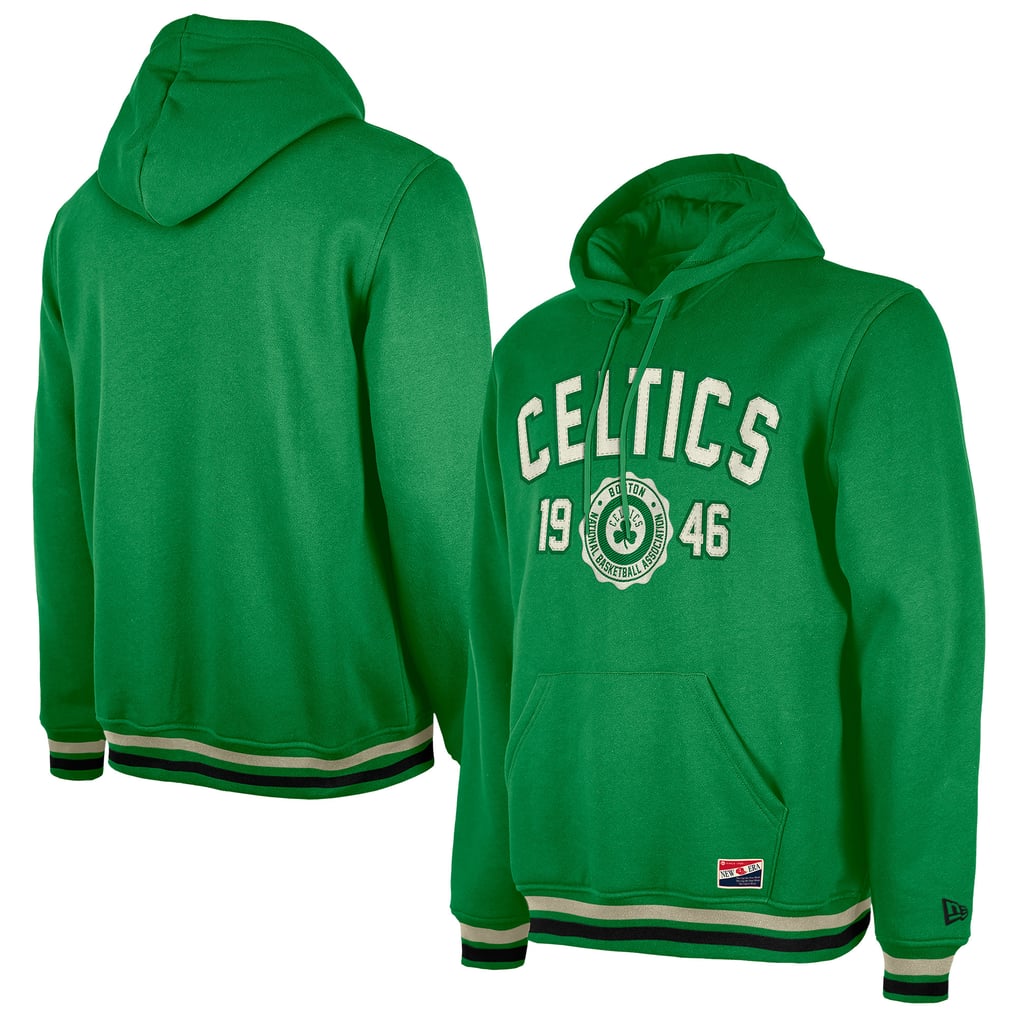Boston Celtics New Era Throwback Vintage Pullover Hoodie - Kelly Green