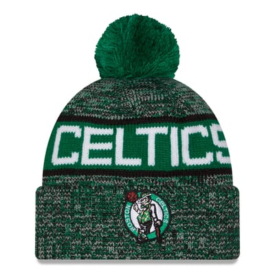 Boston Celtics New Era Tri-Color Cuffed Knit Hat with Pom - Kelly Green