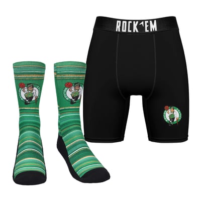  Boston Celtics Rock Em Primary Crew Socks & Boxer Briefs Combo Pack