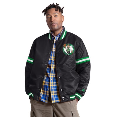 Boston Celtics Starter Courtside II Varsity Full Snap Jacket - Black
