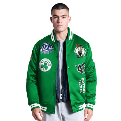 Boston Celtics Starter Elite Full Snap Varsity Jacket - Kelly Green