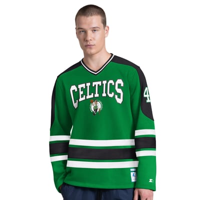 Boston Celtics Starter Puck Drop Long Sleeve V-Neck T-Shirt - Kelly Green