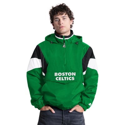 Boston Celtics Starter Quarter-Zip Hooded Jacket - Kelly Green