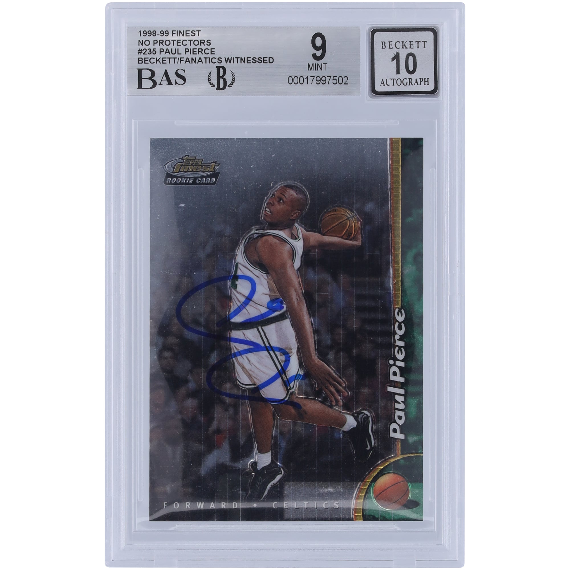Paul Pierce Boston Celtics Autographed 1998-99 Topps Finest No 