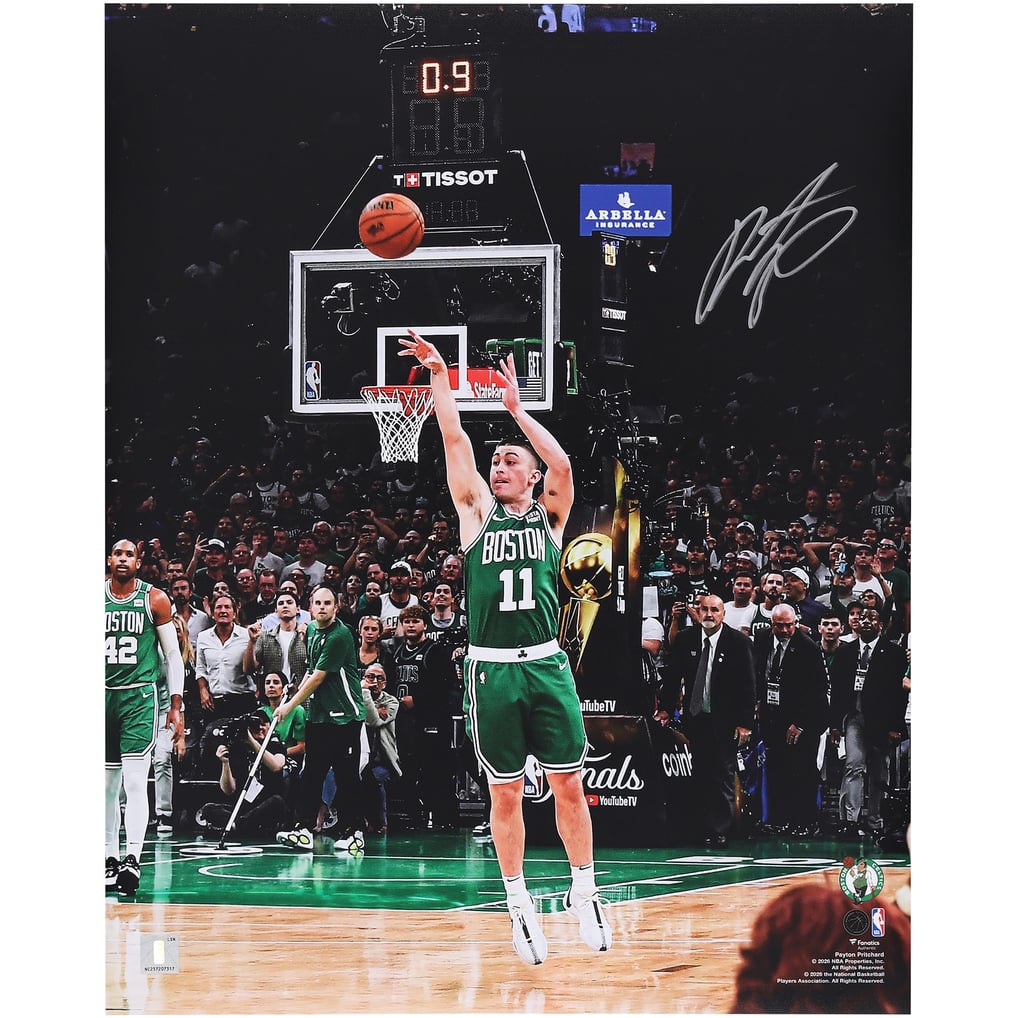 Payton Pritchard Boston Celtics Autographed Fanatics Authentic 16" x 20" Game 5 Buzzer Beater Photograph