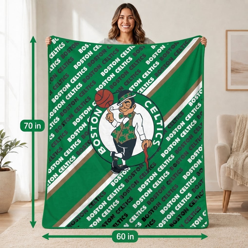 Boston Celtics Pegasus 60" x 70" Diagonal Lined Wordmark Ultra Soft Blanket