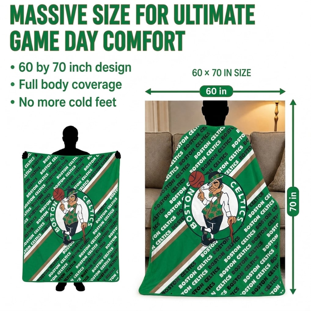 Boston Celtics Pegasus 60" x 70" Diagonal Lined Wordmark Ultra Soft Blanket