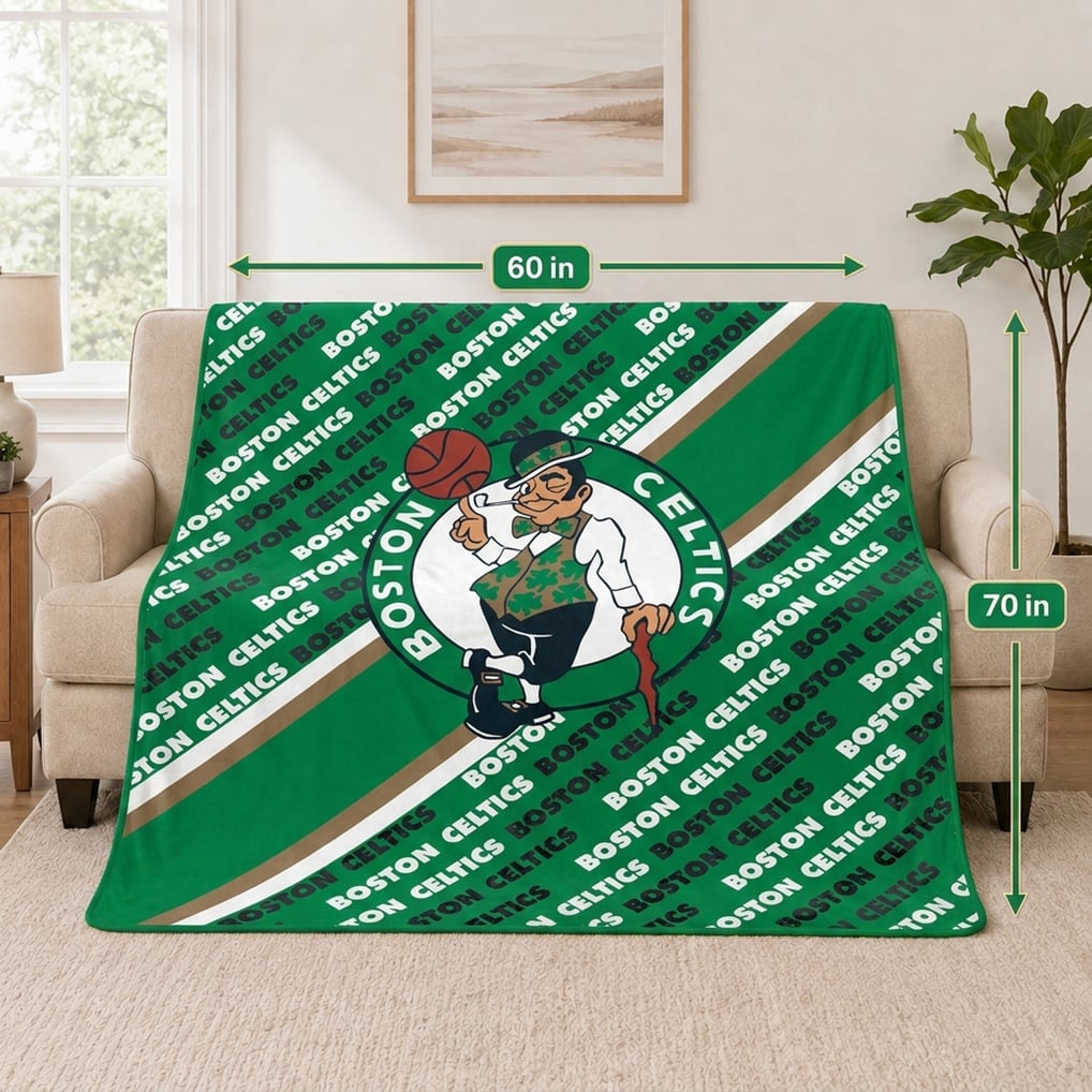 Boston Celtics Pegasus 60" x 70" Diagonal Lined Wordmark Ultra Soft Blanket