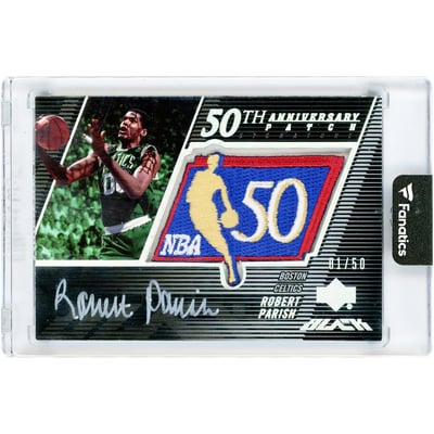 Robert Parish Boston Celtics Autographed 2007-08 Upper Deck Black 50th Anniversary Patch #50AU-RP #1/50 Card