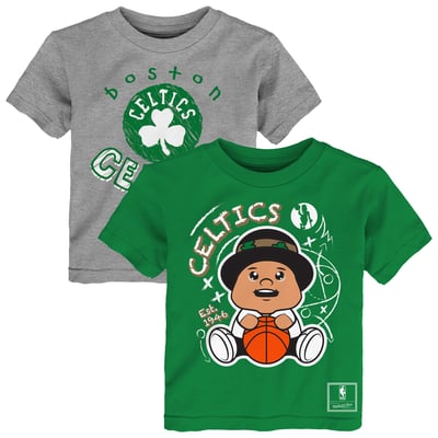  Boston Celtics Mitchell & Ness Toddler Two-Pack Sketched Up T-Shirt Set  - Kelly Green/Heather Gray