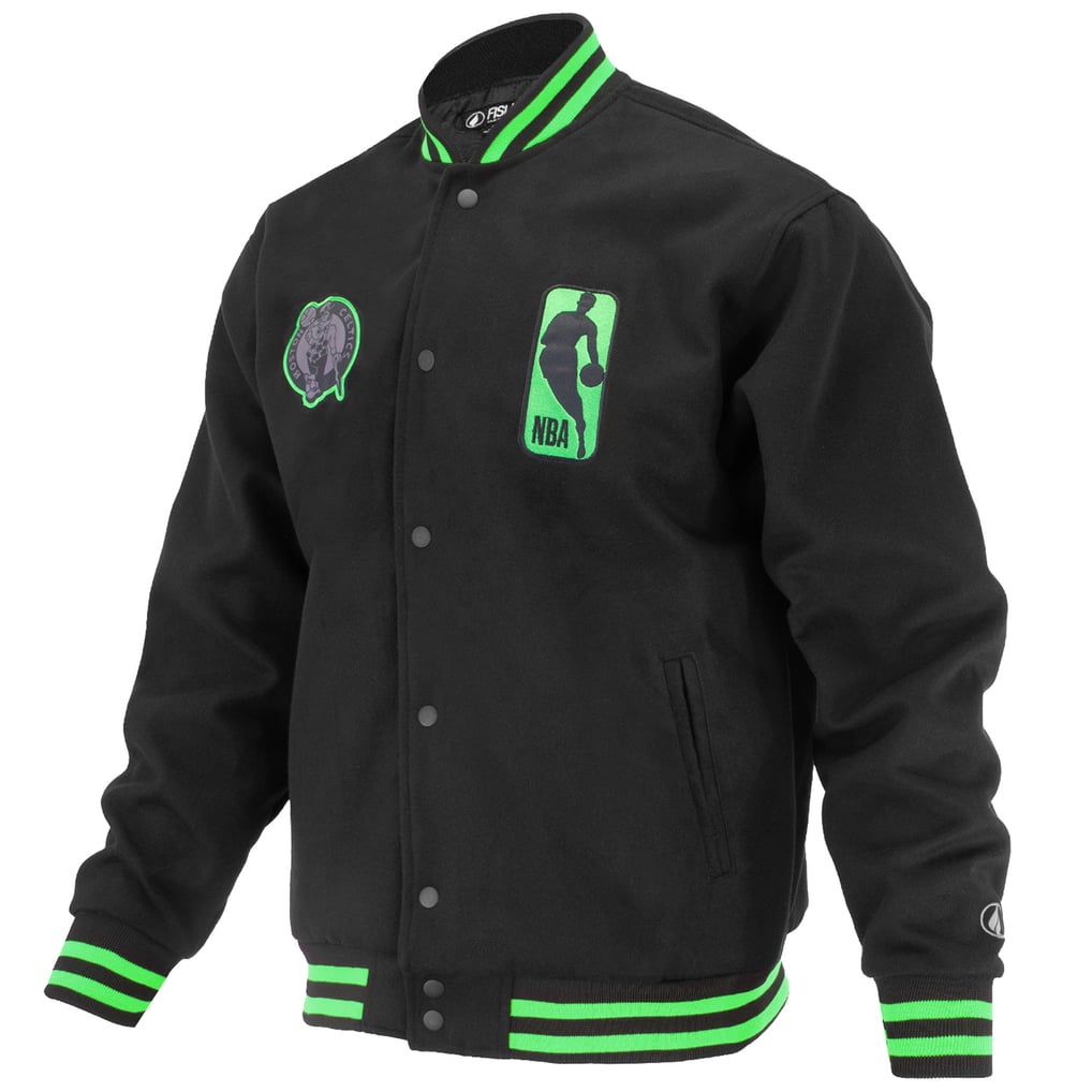 Boston Celtics FISLL Unisex Logoman Shadow Collection Full-Snap Varsity Jacket - Black
