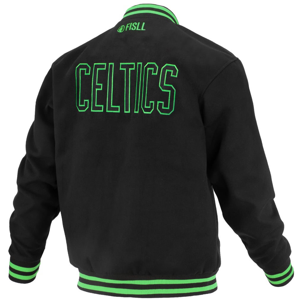 Boston Celtics FISLL Unisex Logoman Shadow Collection Full-Snap Varsity Jacket - Black