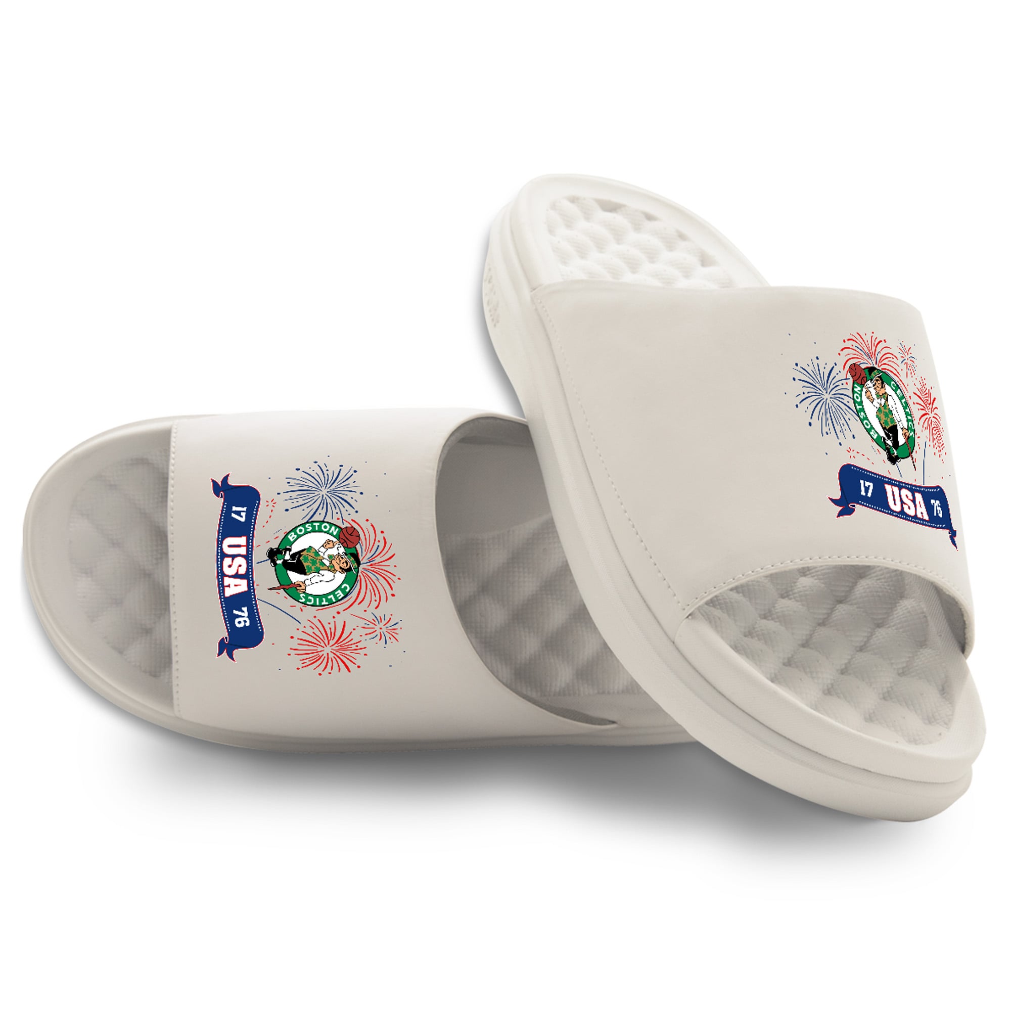 NEW! iSlide Men\'s Boston Celtics Dune Faux Fur Slide Sandals Size 10 ISlide USA - Boston Celtics NBA Custom Slide Sandals main image 3