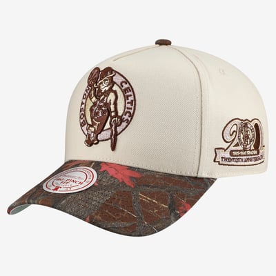  Boston Celtics Mitchell & Ness Unisex Fall Pink Pro Snapback Hat - Cream