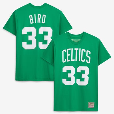Larry Bird Boston Celtics Mitchell & Ness Unisex Hardwood Classics Name & Number T-Shirt - Kelly Green