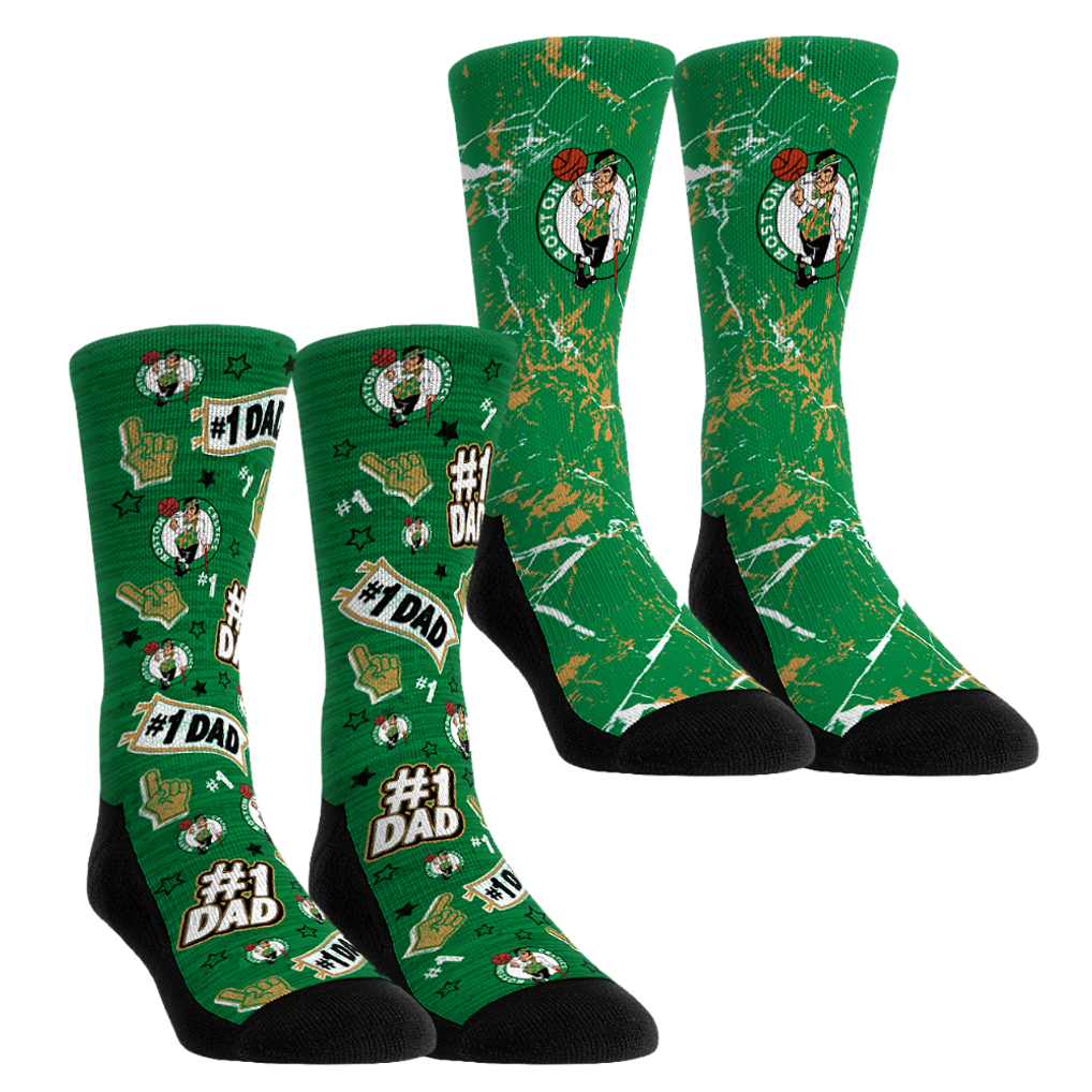 Boston Celtics Rock Em Socks Unisex Number 1 Dad 2-Pack Crew Socks