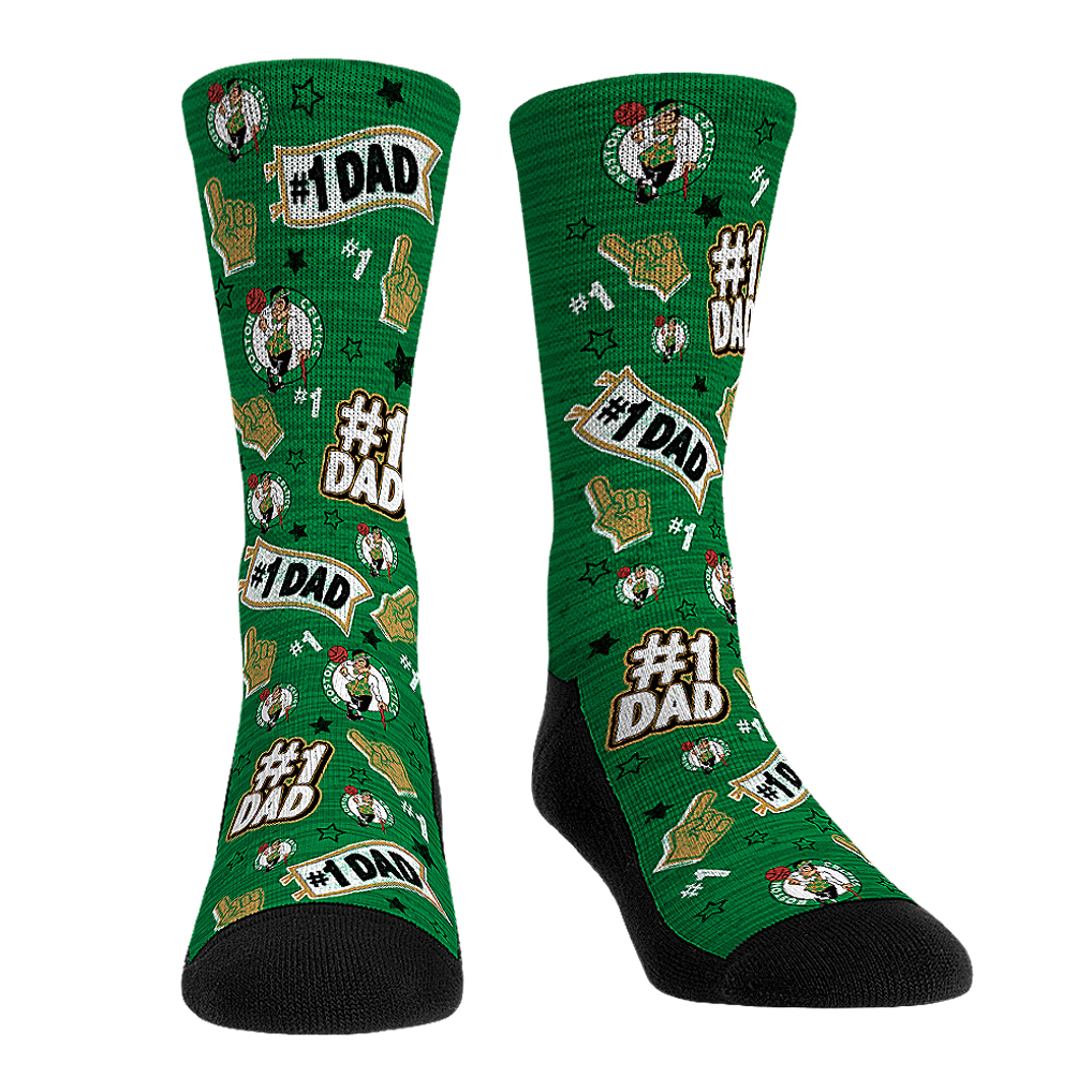 Boston Celtics Rock Em Socks Unisex Number 1 Dad 2-Pack Crew Socks