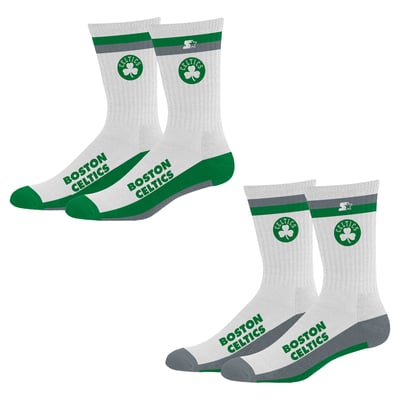  Boston Celtics Starter Unisex Two-Pack Stripe Top End Crew Socks