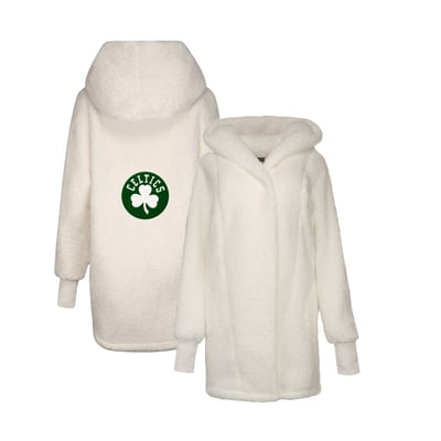 The Best Lounger in the World By Jill Martin Boston Celtics Unisex Cream Oversized Open-Front Hoodie Sweater