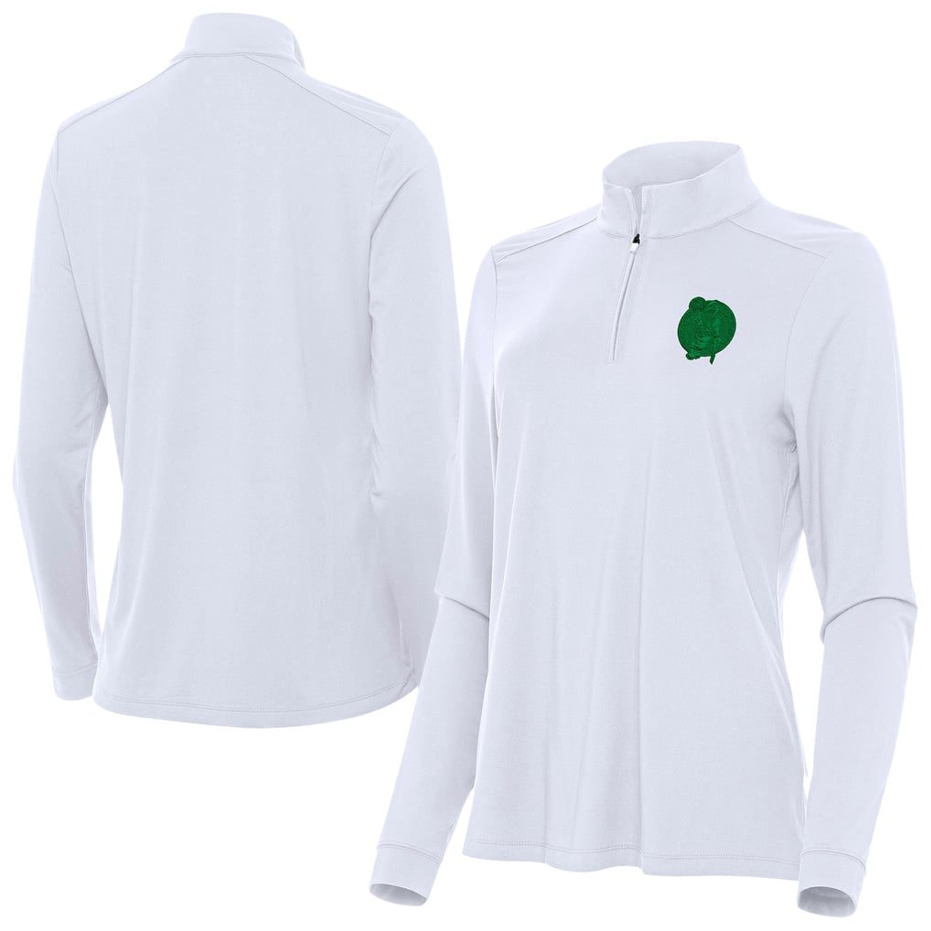 Boston Celtics Antigua Women's St. Patrick's Day Intent Quarter-Zip Top - White