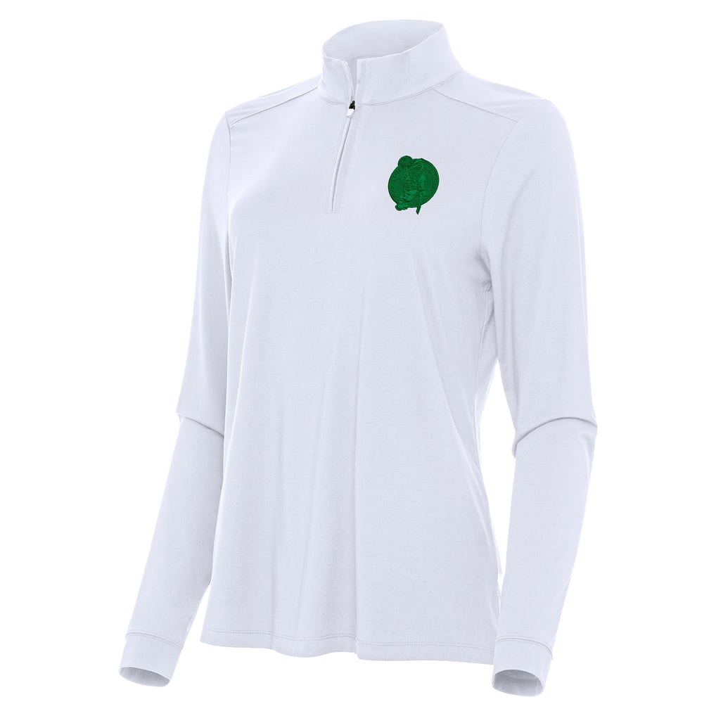 Boston Celtics Antigua Women's St. Patrick's Day Intent Quarter-Zip Top - White