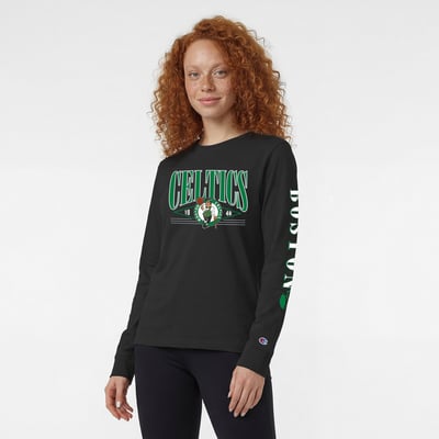 Boston Celtics Champion Women's Long Sleeve Banner T-Shirt - Black