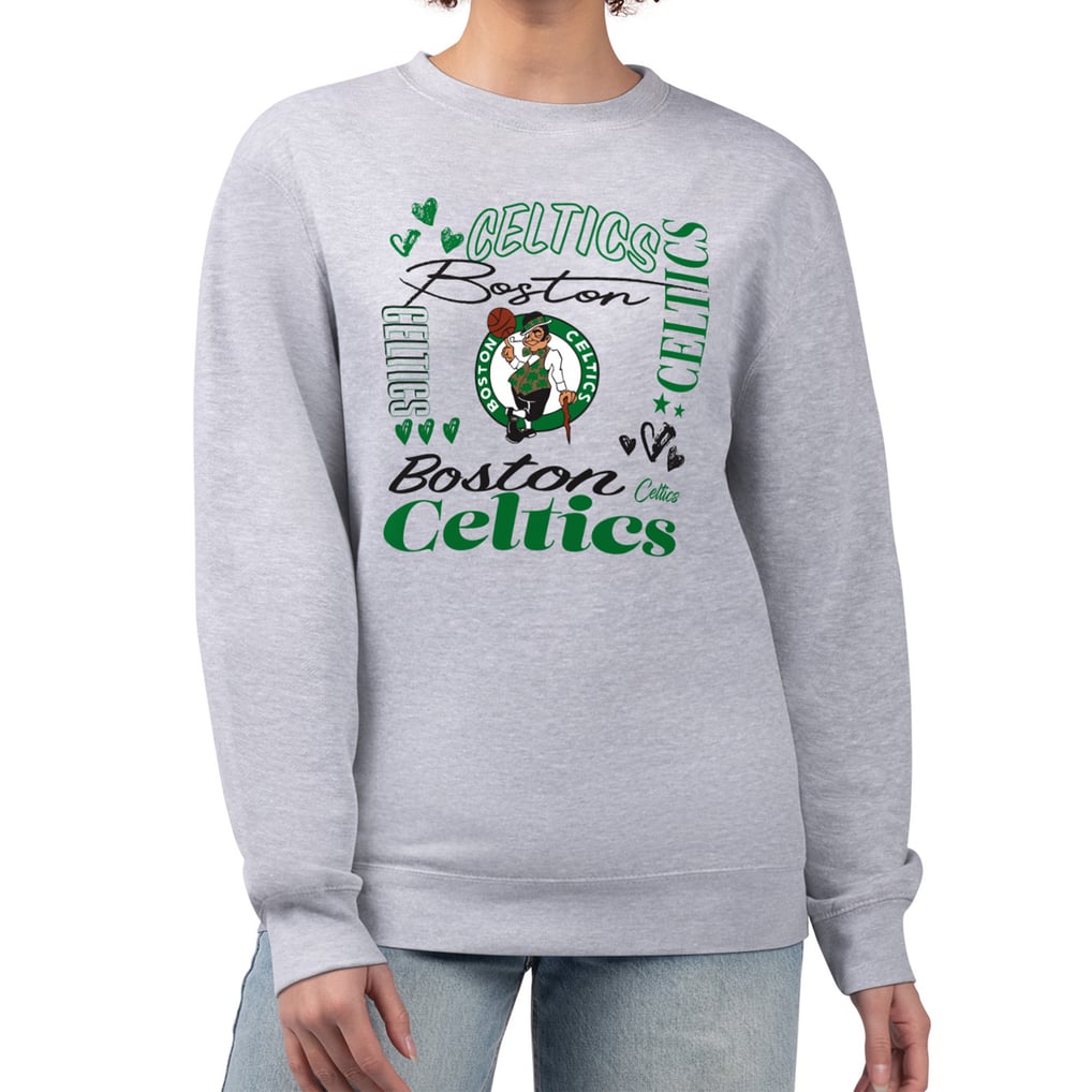 Boston Celtics G-III 4Her by Carl Banks Women's Collage Team Graphic Fleece Pullover Sweatshirt - Heather Gray