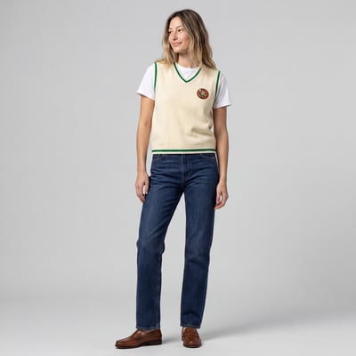 Boston Celtics Mitchell & Ness Women's Retro Roots V-Neck Sweater Vest - Cream
