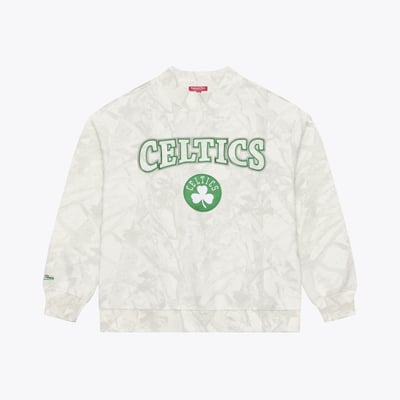  Boston Celtics Mitchell & Ness Women's Ghosted Mock Neck Fleece Sweatshirt - White