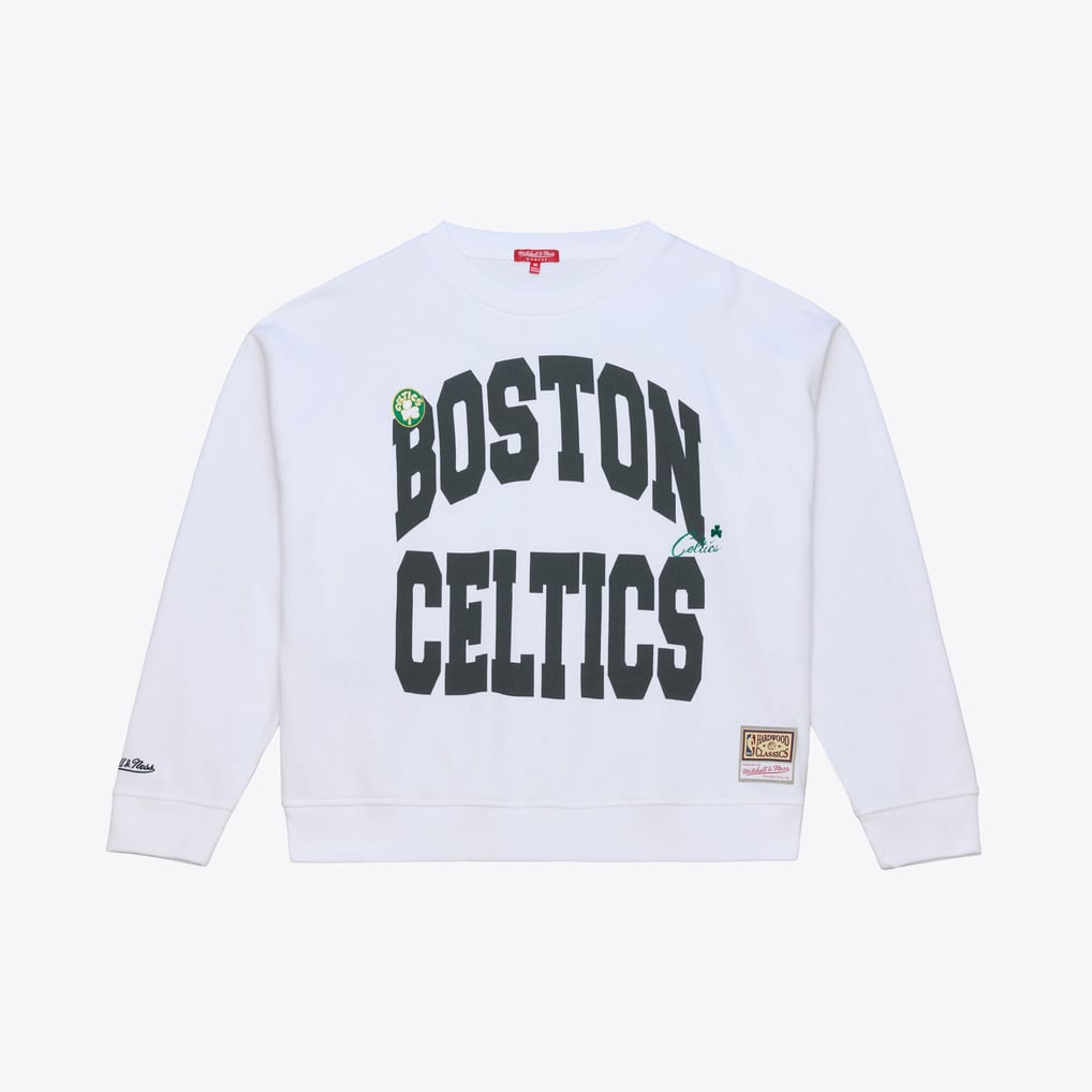  Boston Celtics Mitchell & Ness Women's Lightweight Block Letter Sweatshirt - White