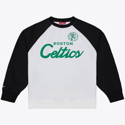  Boston Celtics Mitchell & Ness Women's Head Coach Lightweight Raglan Sweatshirt - White/Black